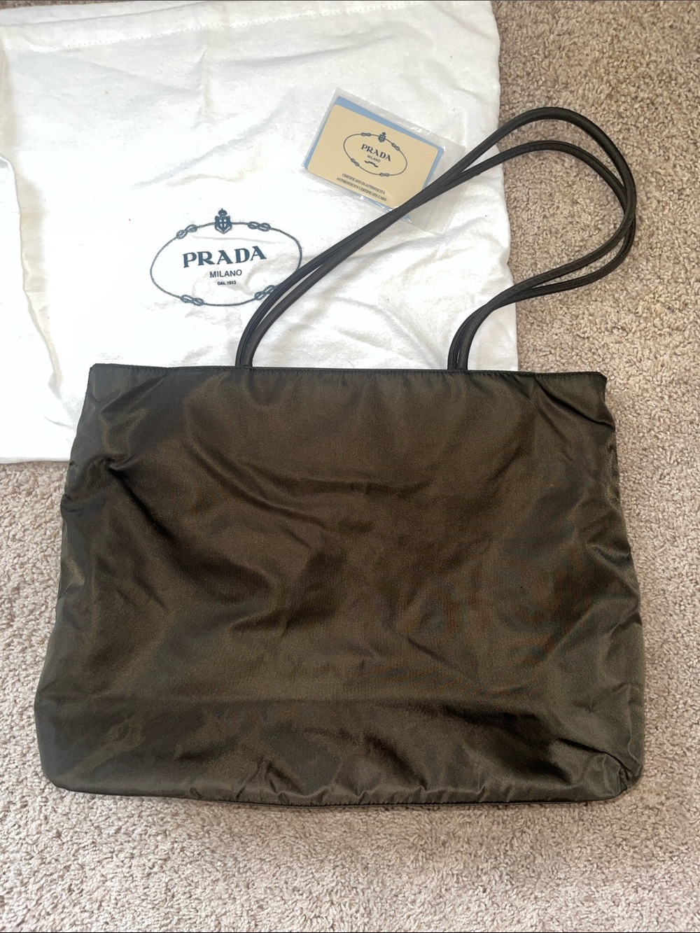 Prada Black Tessuto Shoulder Tote with Triangular Logo - Picture 6 of 15
